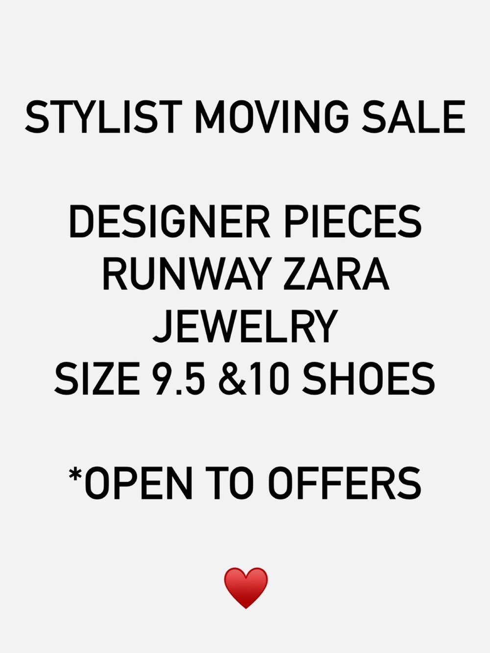 STYLIST MOVING SALE